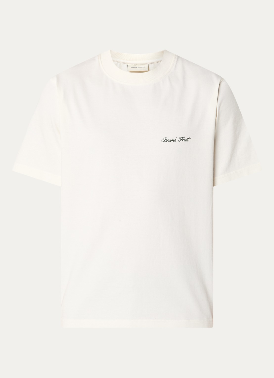 Bram's Fruit Gardening T-shirt met logo- en backprint - voorkant gebroken wit