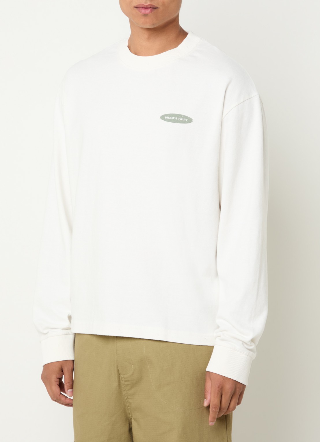 Bram's Fruit Longsleeve met logo- en backprint - achterkant gebroken wit