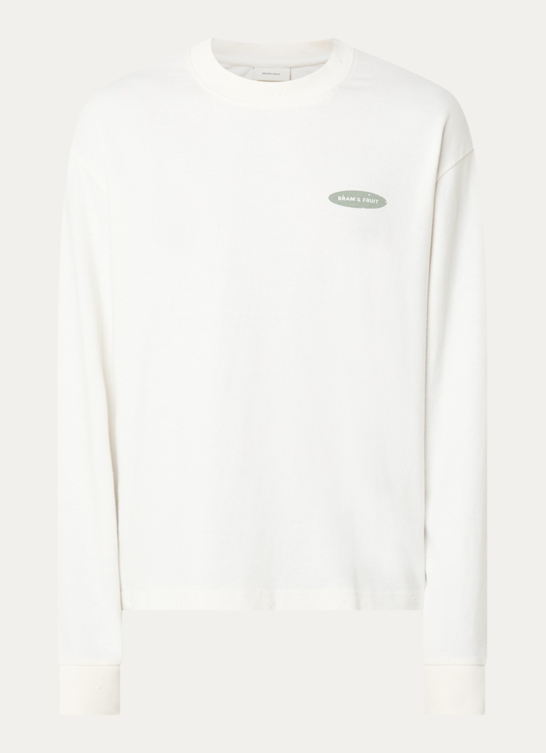 Bram's Fruit Longsleeve met logo- en backprint - voorkant 2 gebroken wit