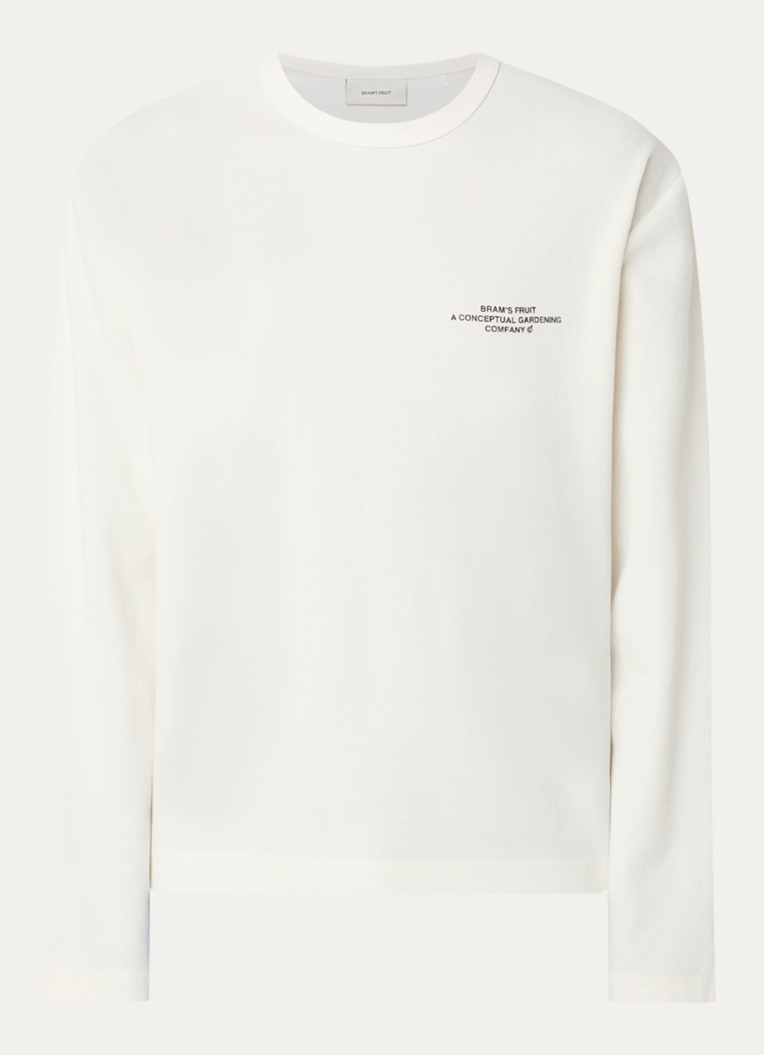 Bram's Fruit Longsleeve met logo- en backprint - voorkant 3 gebroken wit