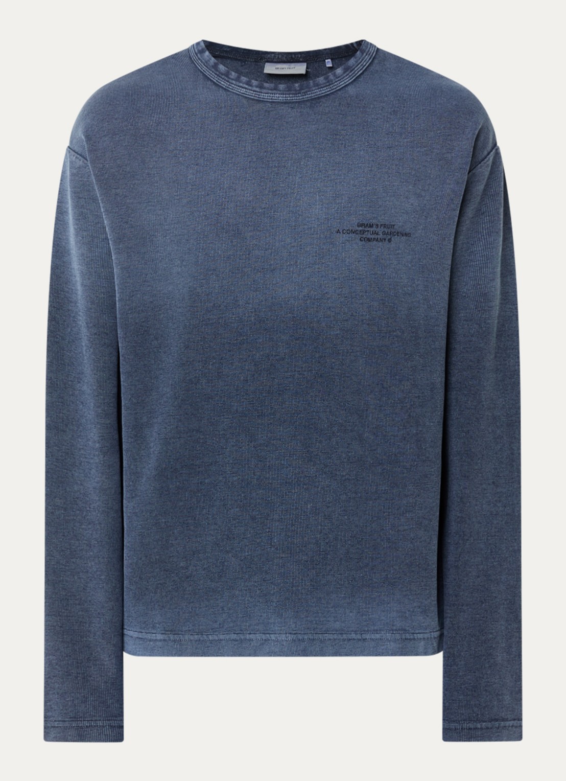 Bram's Fruit Longsleeve met logo- en backprint - voorkant indigo