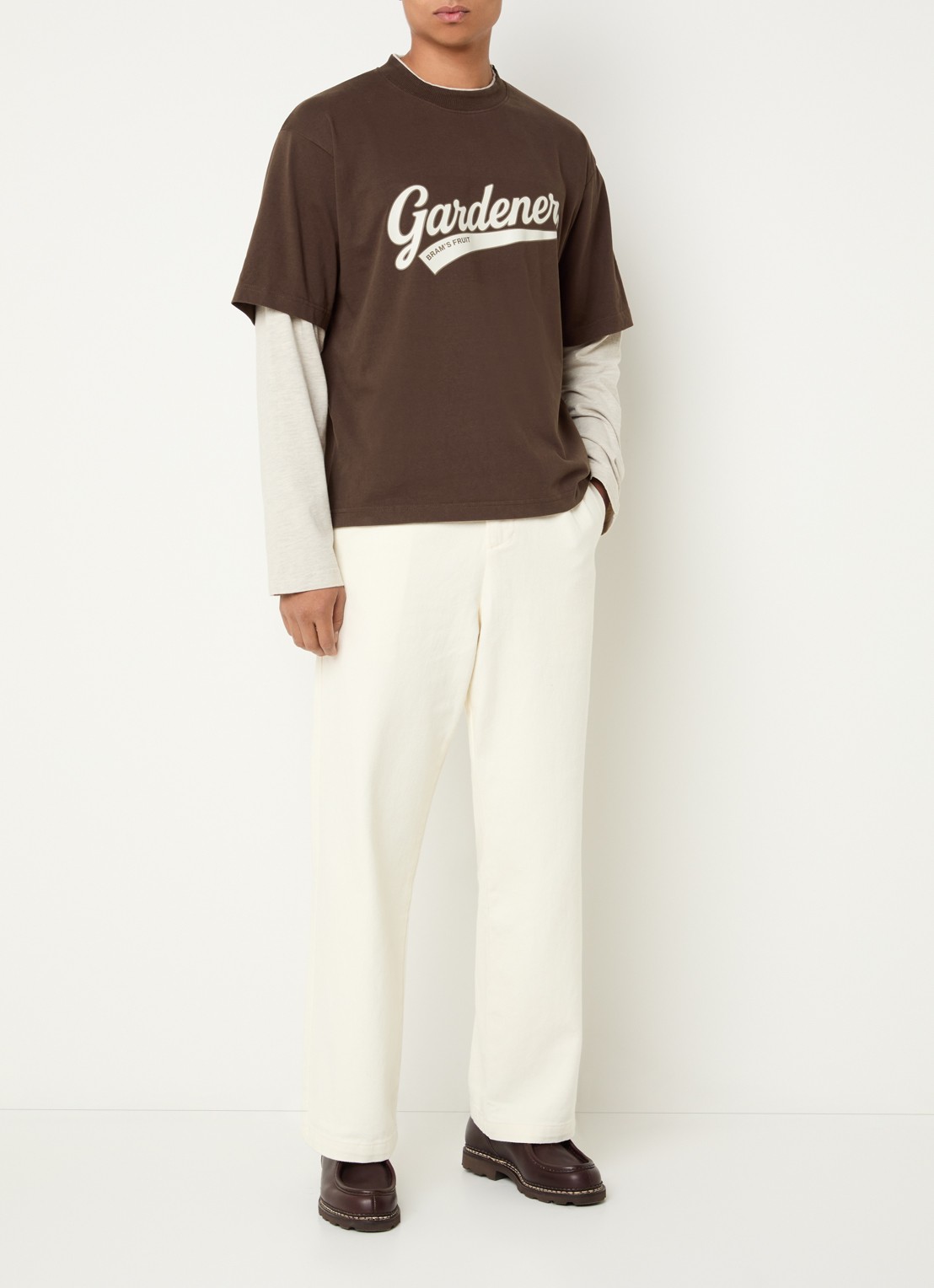 Bram's Fruit Longsleeve met logoprint - voorkant 4 bruin