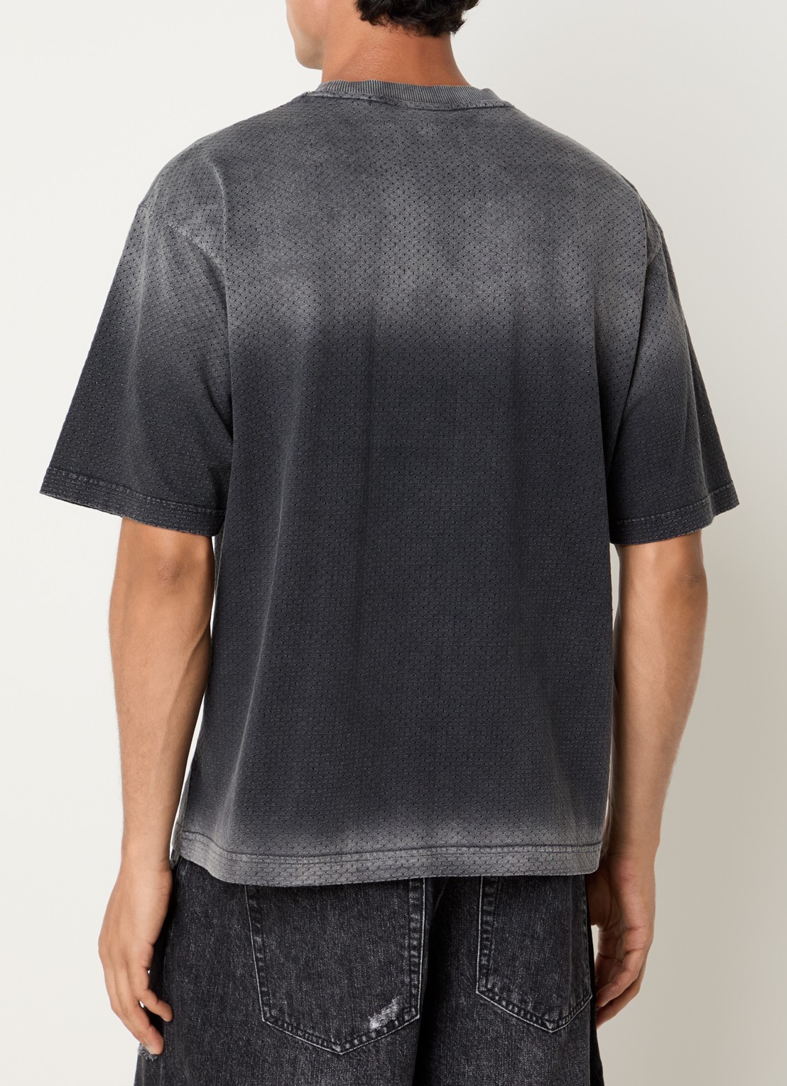Bram's Fruit Mesh T-shirt met logoprint - achterkant 3 middengrijs
