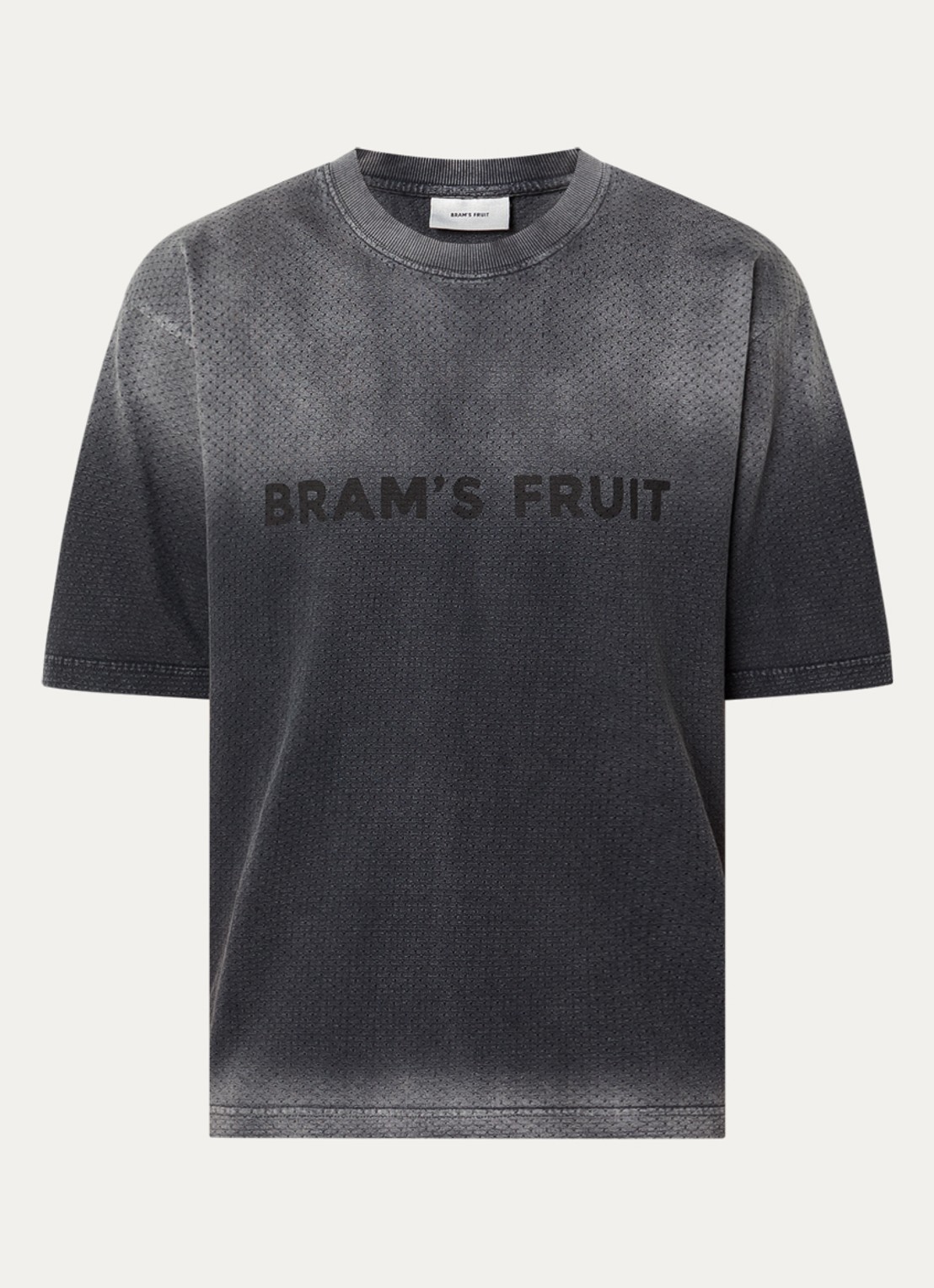 Bram's Fruit Mesh T-shirt met logoprint - voorkant middengrijs