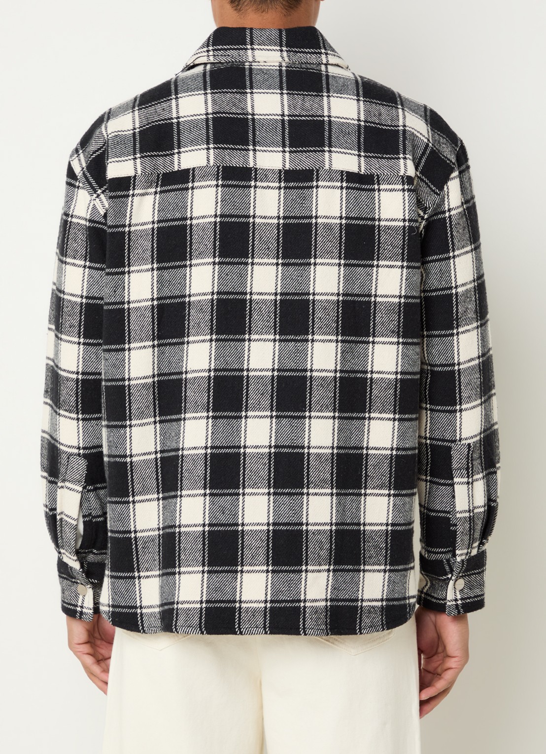 Bram's Fruit Overshirt met ruitdessin en borstzak - achterkant 4 zwart