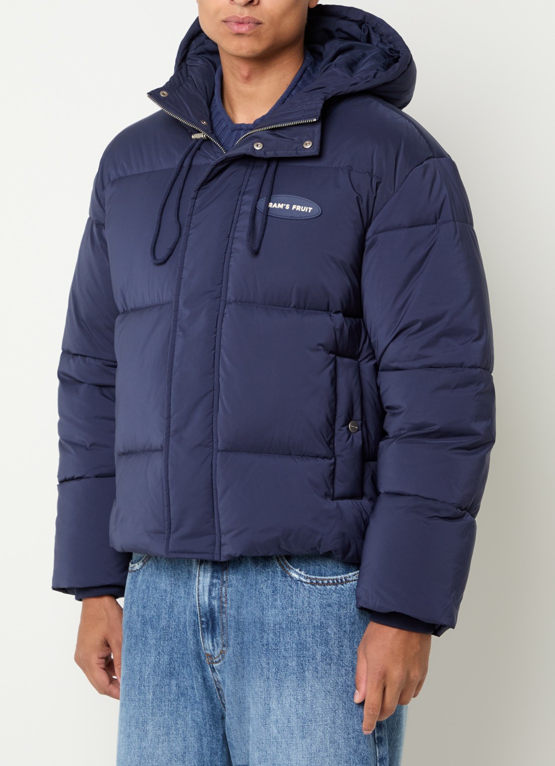 Bram's Fruit Puffer jack met capuchon - detail donkerblauw