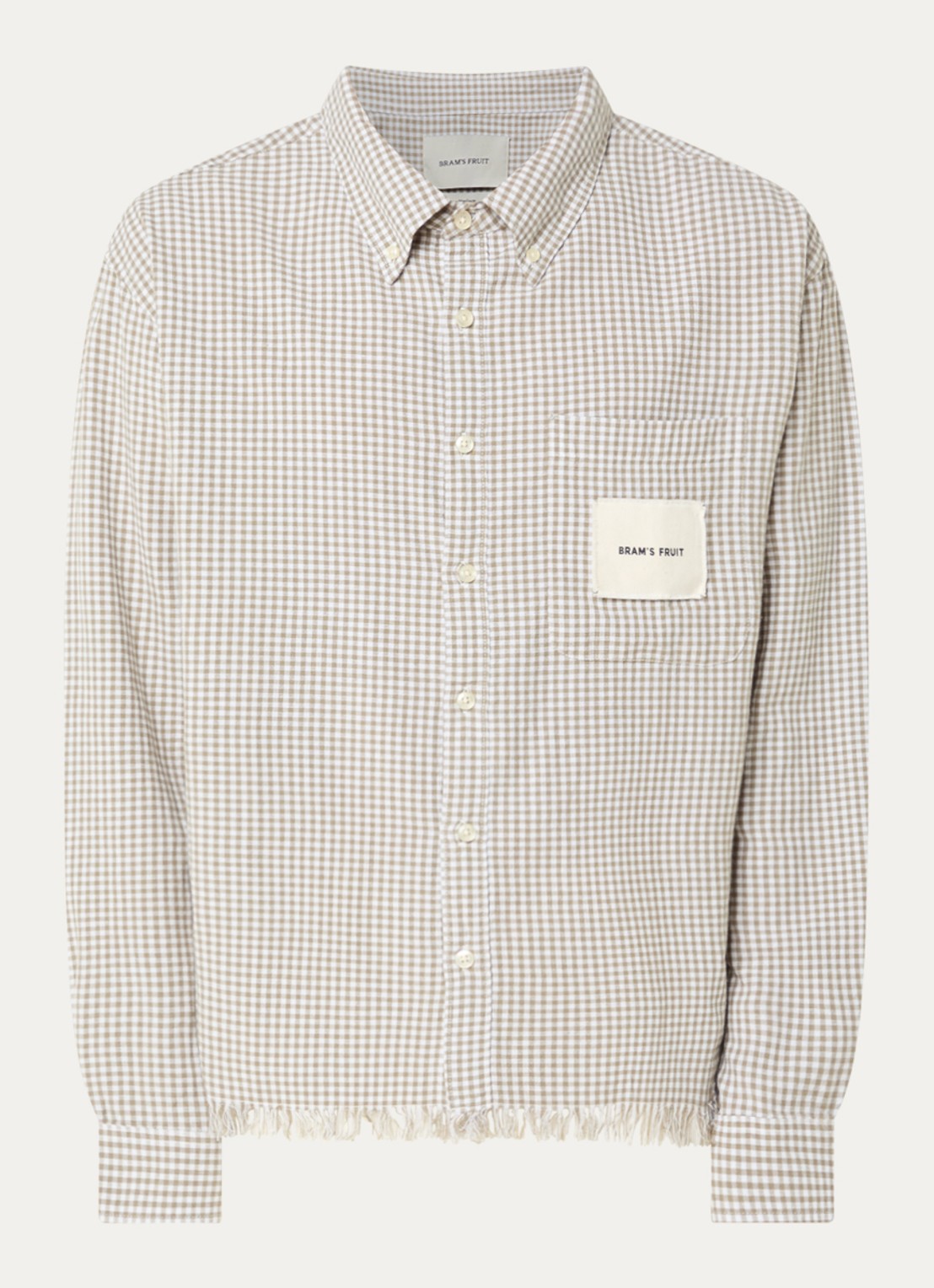 Bram's Fruit Regular fit overhemd met ruitdessin - voorkant 3 beige