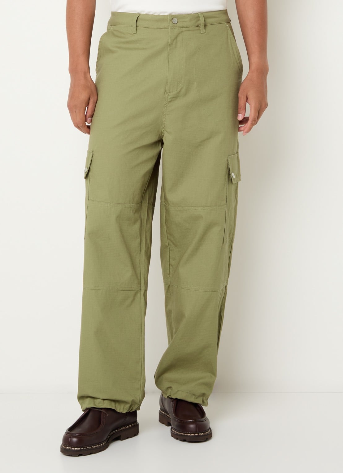 Bram's Fruit Ripstop wide fit broek met steekzakken - detail mosgroen