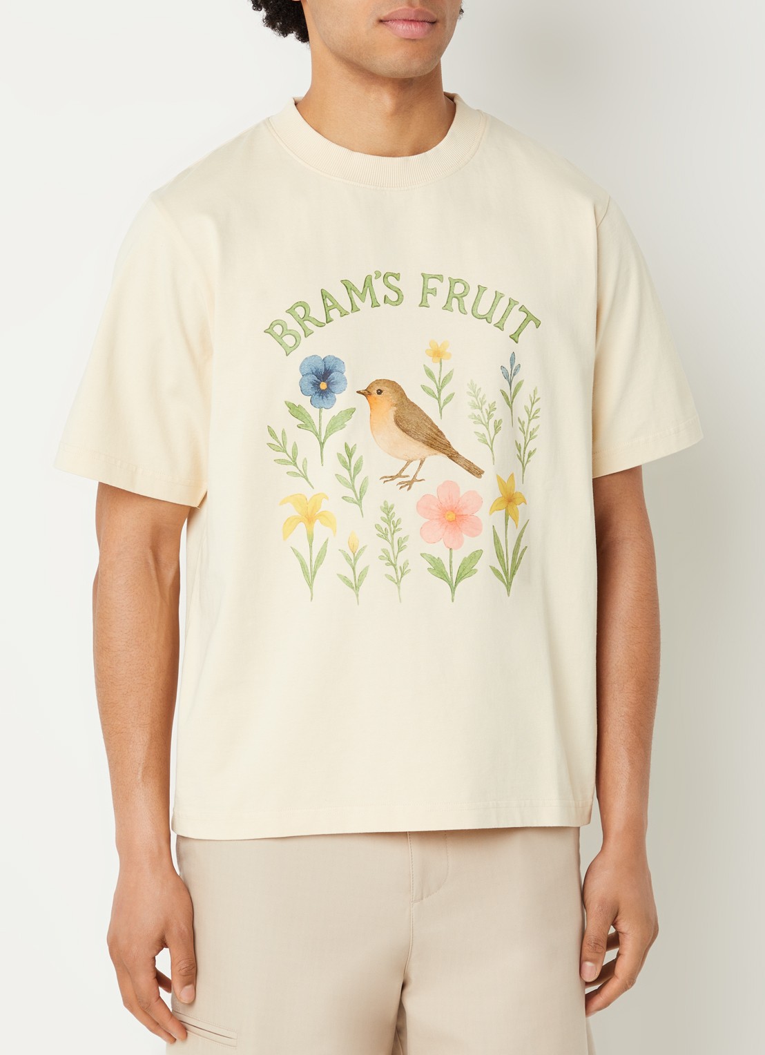 Bram's Fruit Roving T-shirt met print - detail 4 vanillegeel