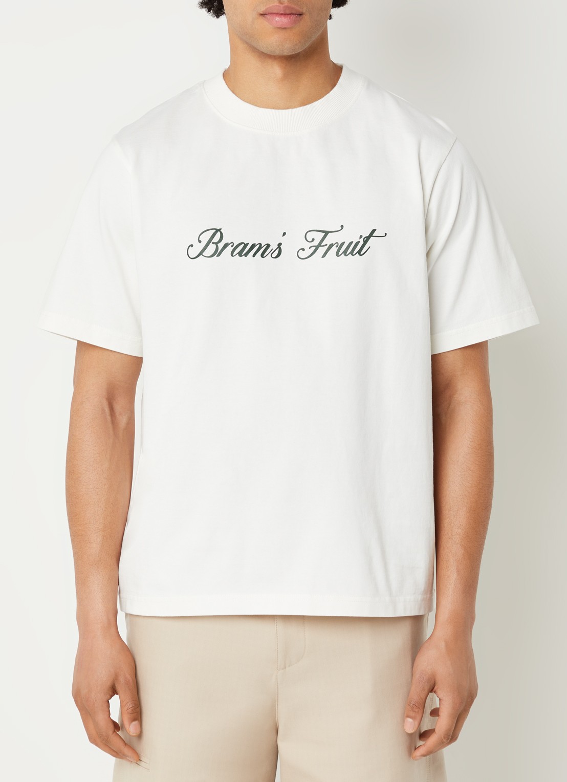 Bram's Fruit Script T-shirt met logo - detail 4 wit