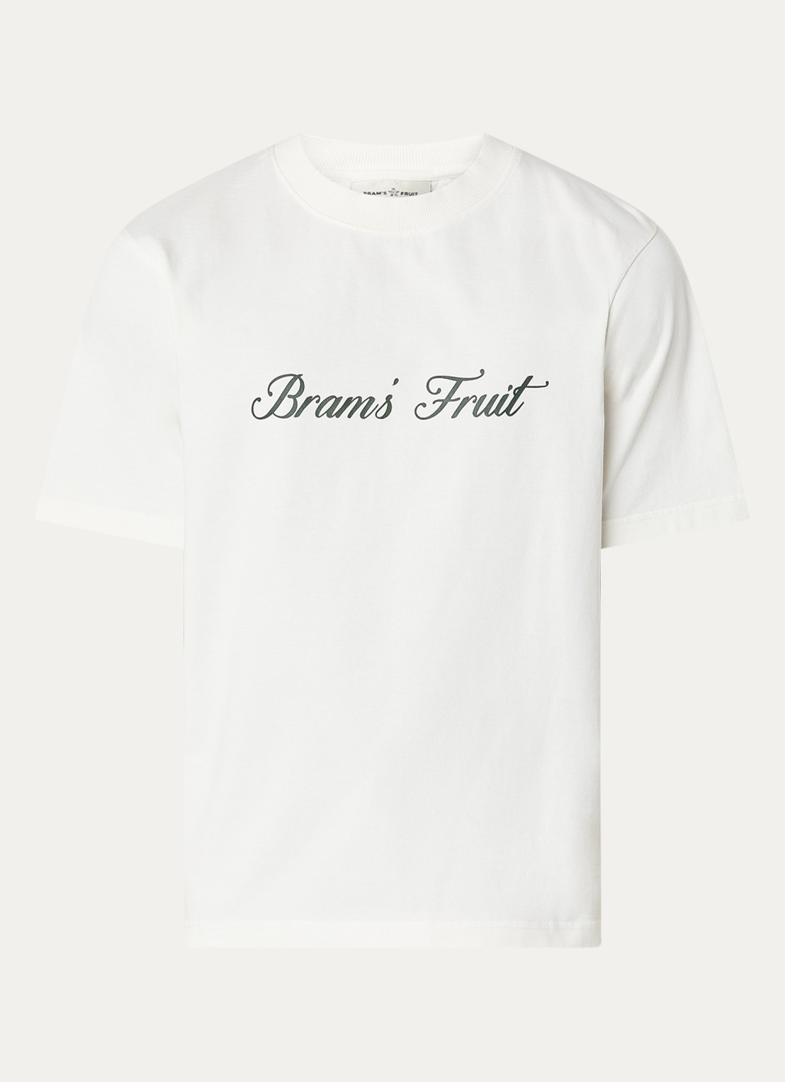 Bram's Fruit Script T-shirt met logo - voorkant wit