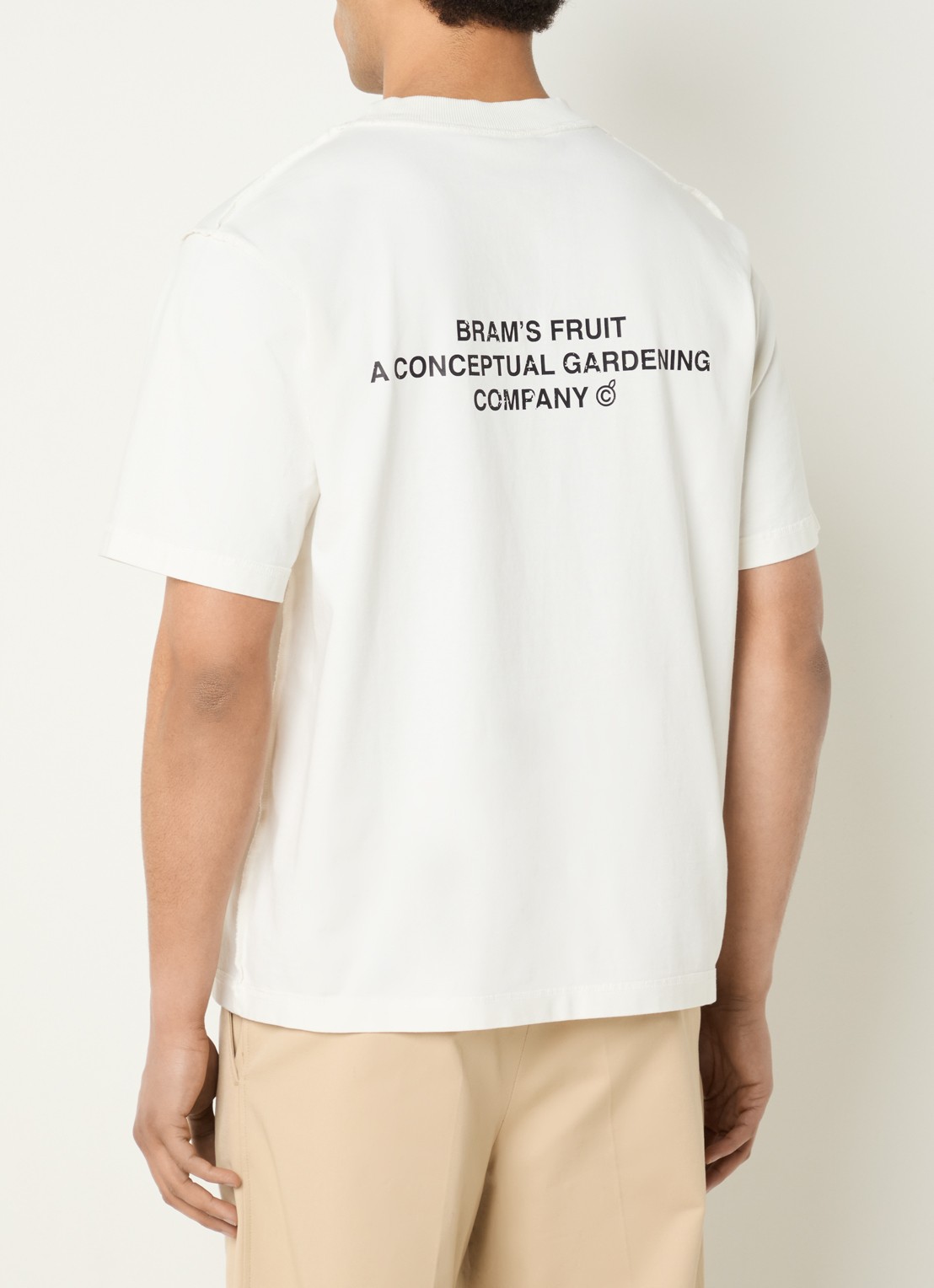 Bram's Fruit Stamp T-shirt met logo- en backprint - detail wit
