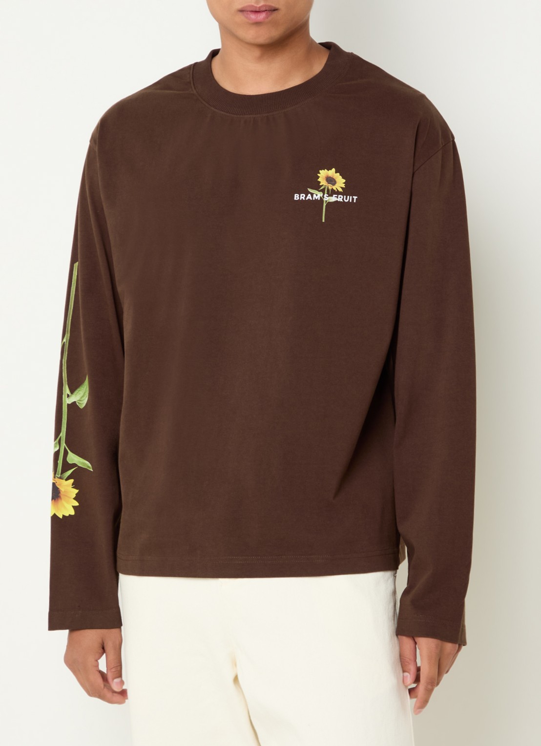 Bram's Fruit Sunflower longsleeve met logo - detail 3 bruin