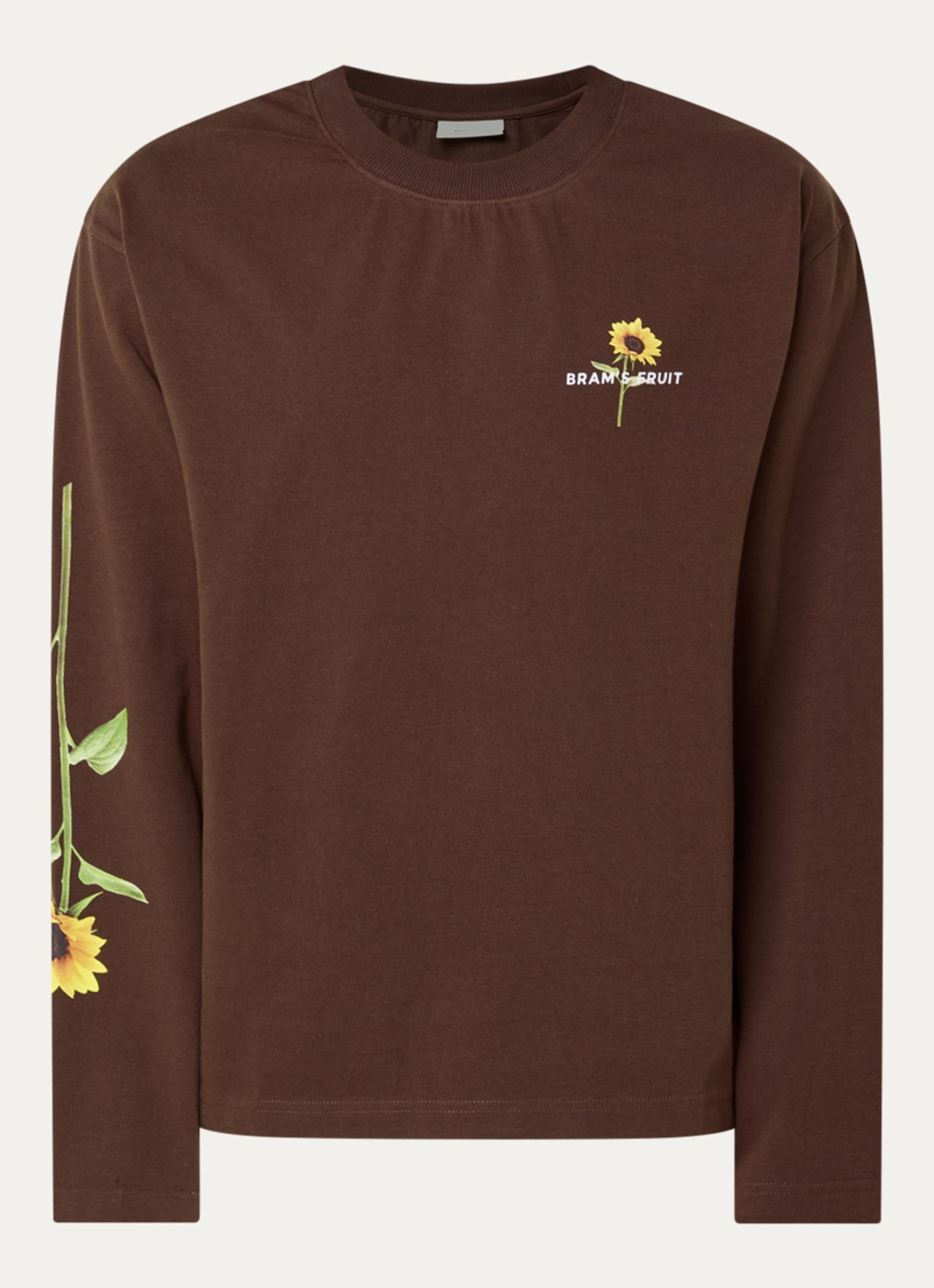 Bram's Fruit Sunflower longsleeve met logo - voorkant bruin