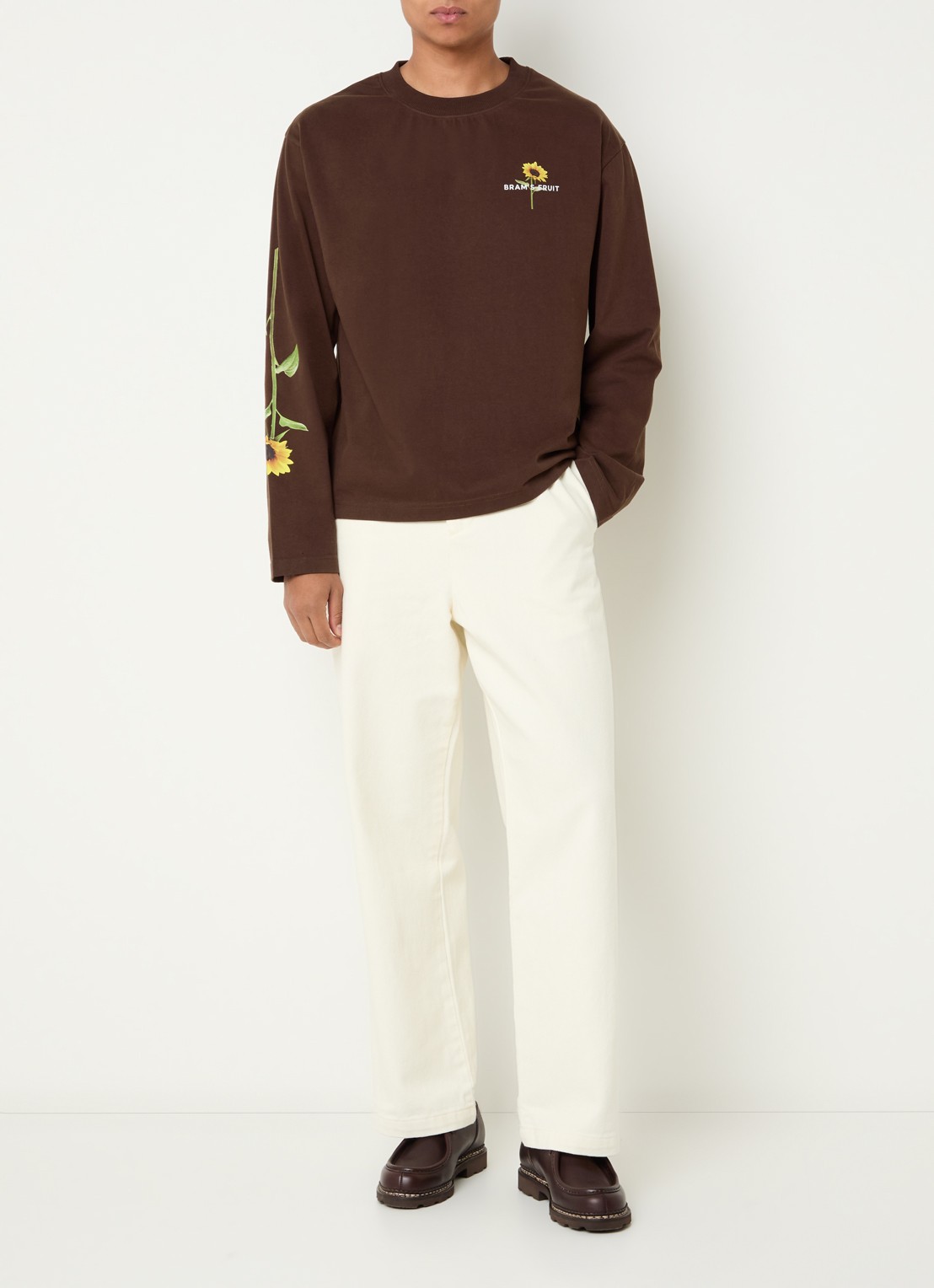 Bram's Fruit Sunflower longsleeve met logo - voorkant 2 bruin