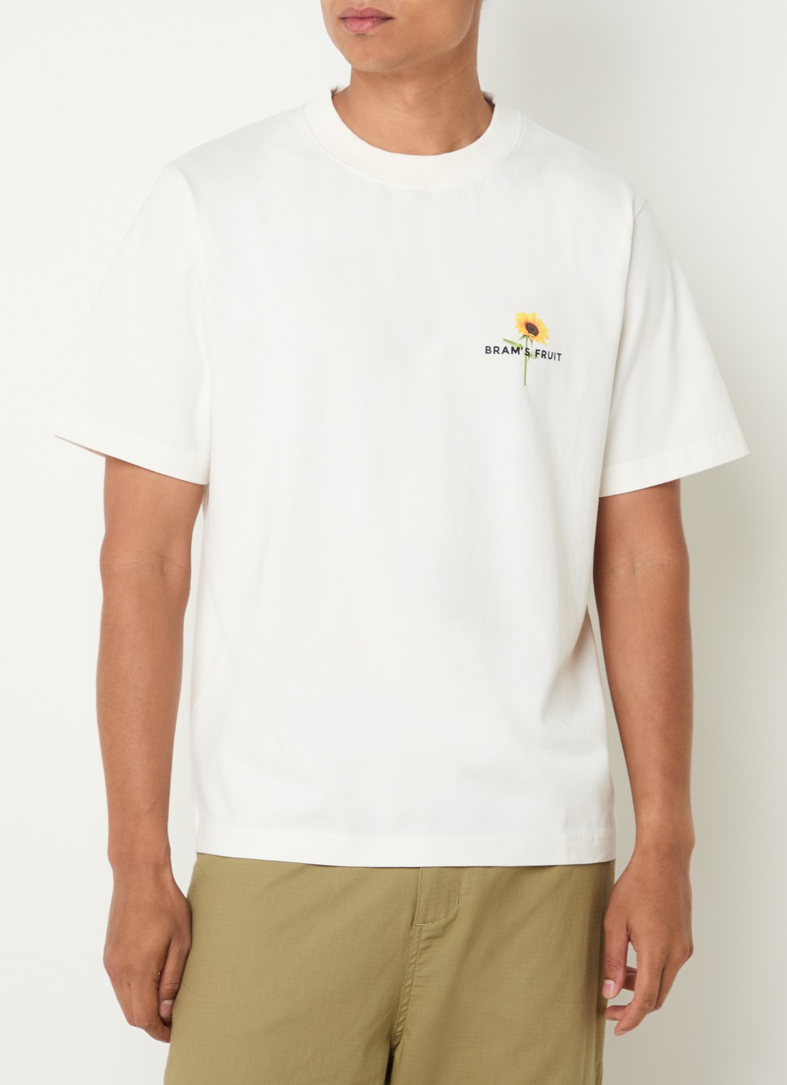 Bram's Fruit Sunflower T-shirt met logo- en backprint - achterkant 4 gebroken wit