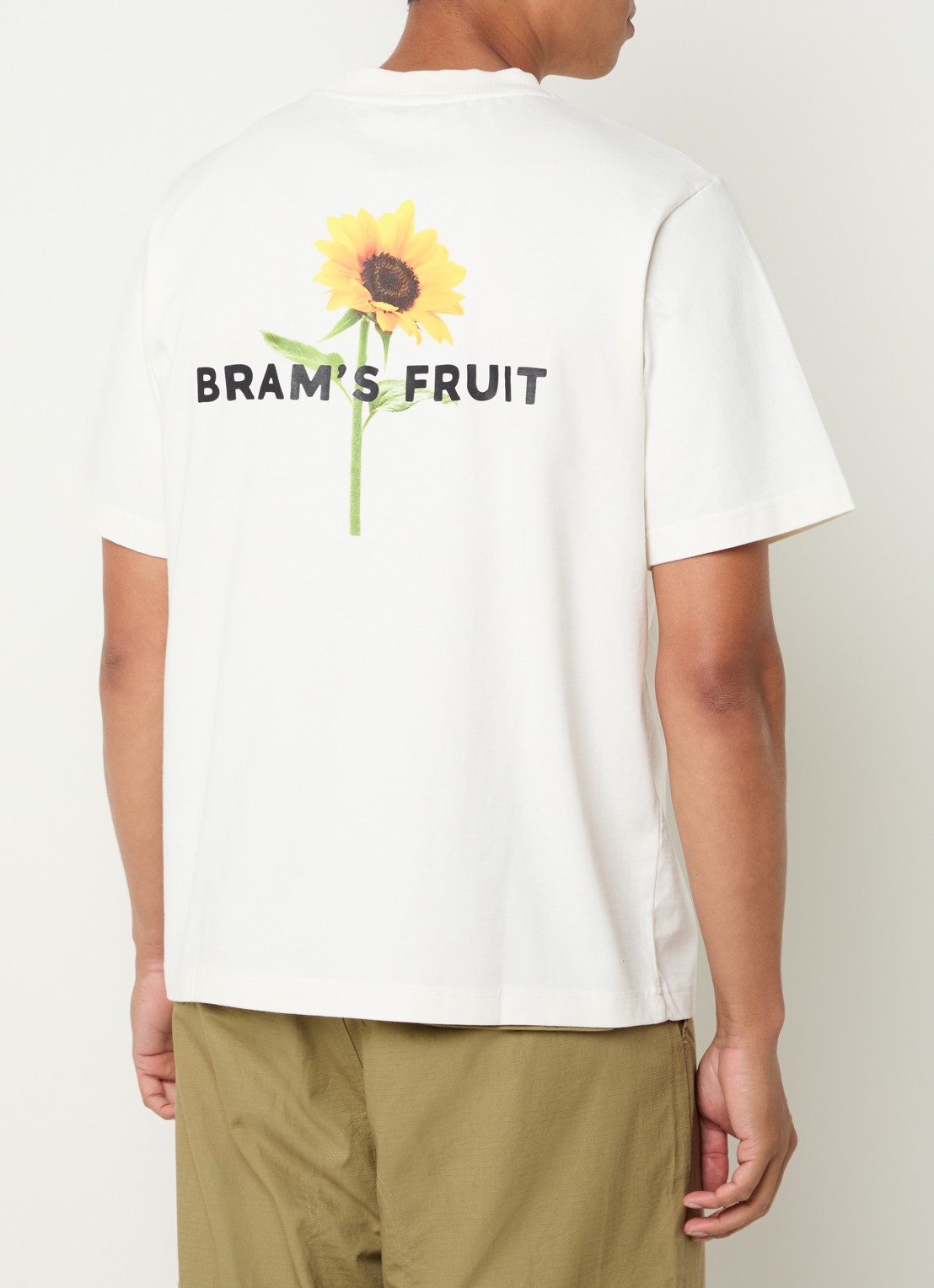 Bram's Fruit Sunflower T-shirt met logo- en backprint - detail 3 gebroken wit