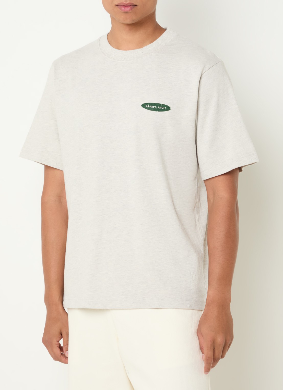 Bram's Fruit T-shirt met logo- en backprint - achterkant 4 beige