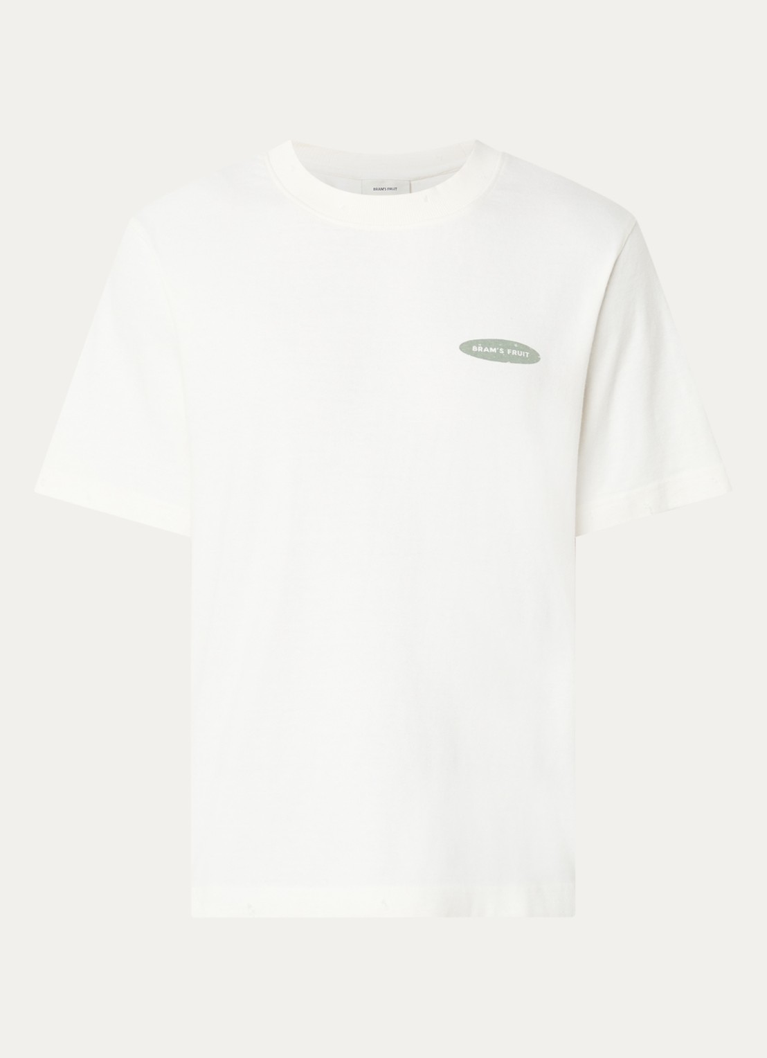 Bram's Fruit T-shirt met logo- en backprint - voorkant 2 gebroken wit