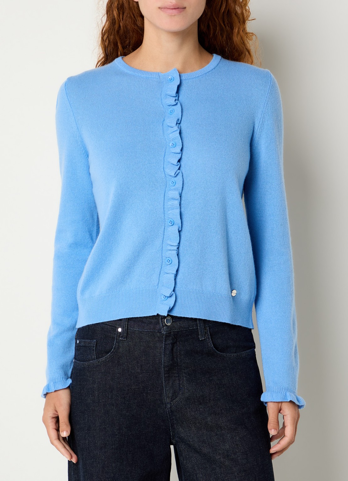 BRAX Ann fijngebreid vest in kasjmierblend - detail 2 blauw
