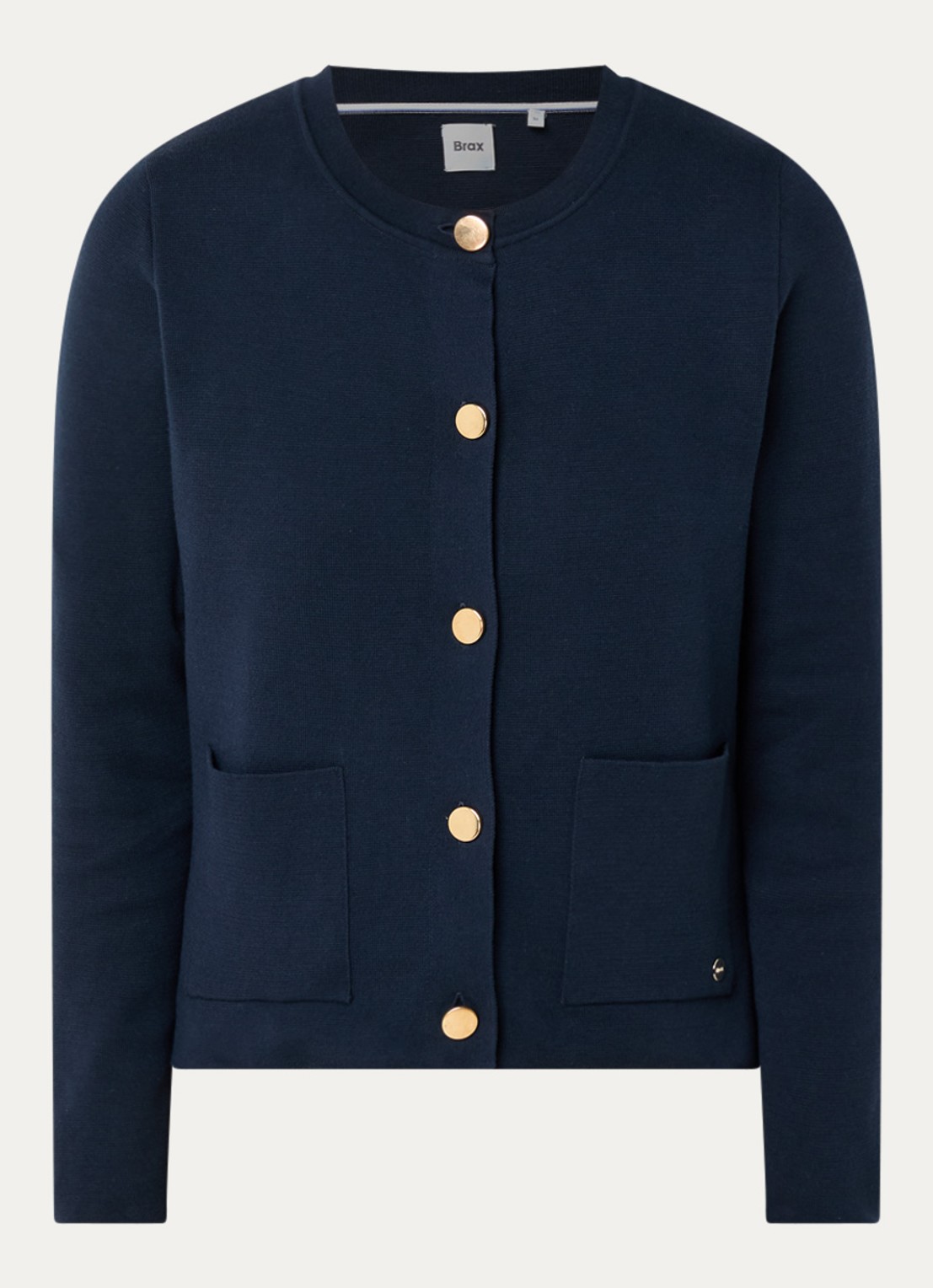 BRAX Ann fijngebreid vest met steekzakken - voorkant 3 donkerblauw