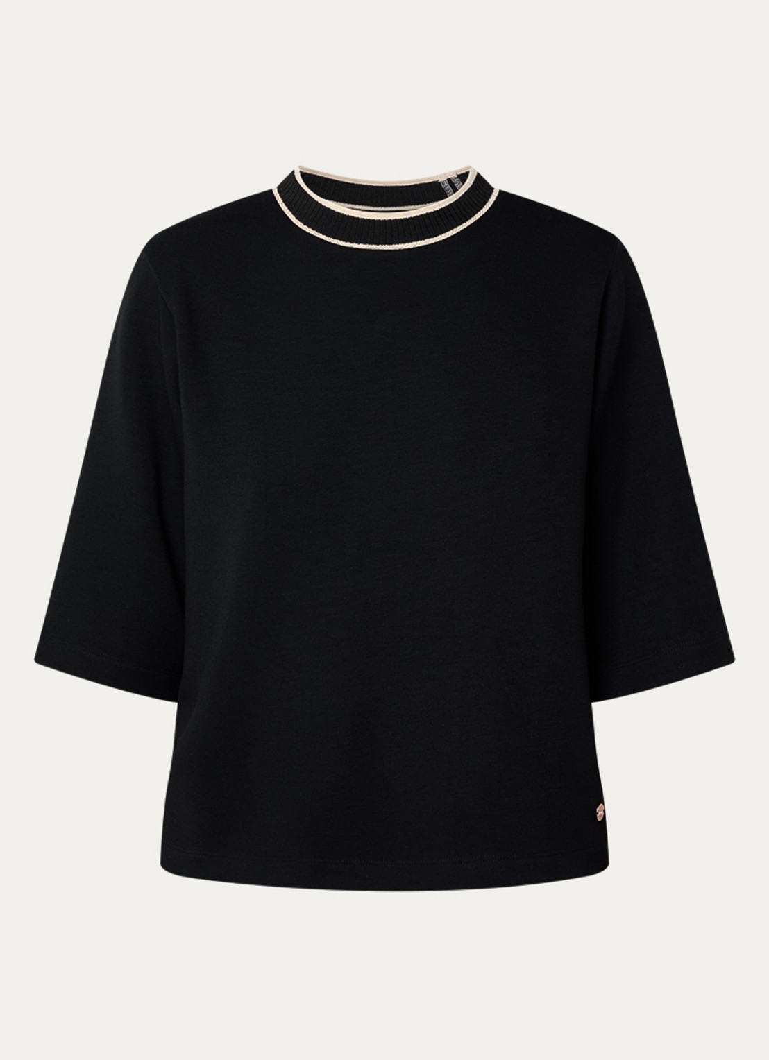 BRAX Berta T-shirt met opstaande kraag - voorkant 2 zwart