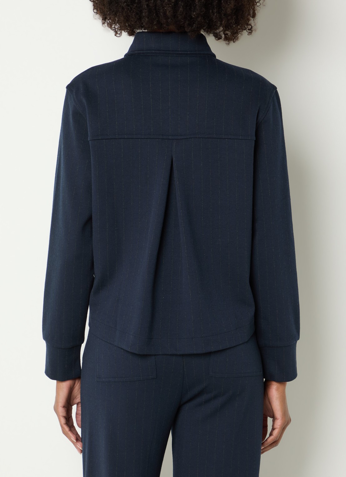 BRAX Bette L overshirt met krijtstreep - achterkant 4 donkerblauw