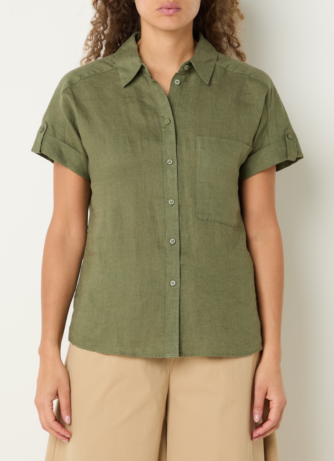 BRAX Blouse met borstzak - detail 3 legergroen