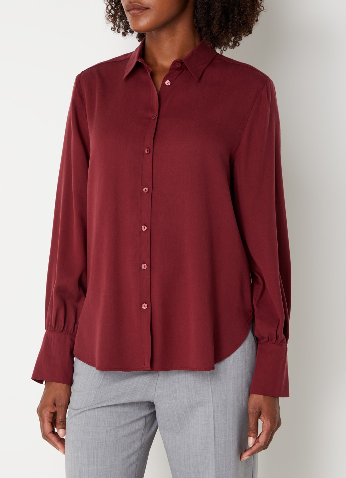 BRAX Blouse met kraag - detail 4 bordeauxrood