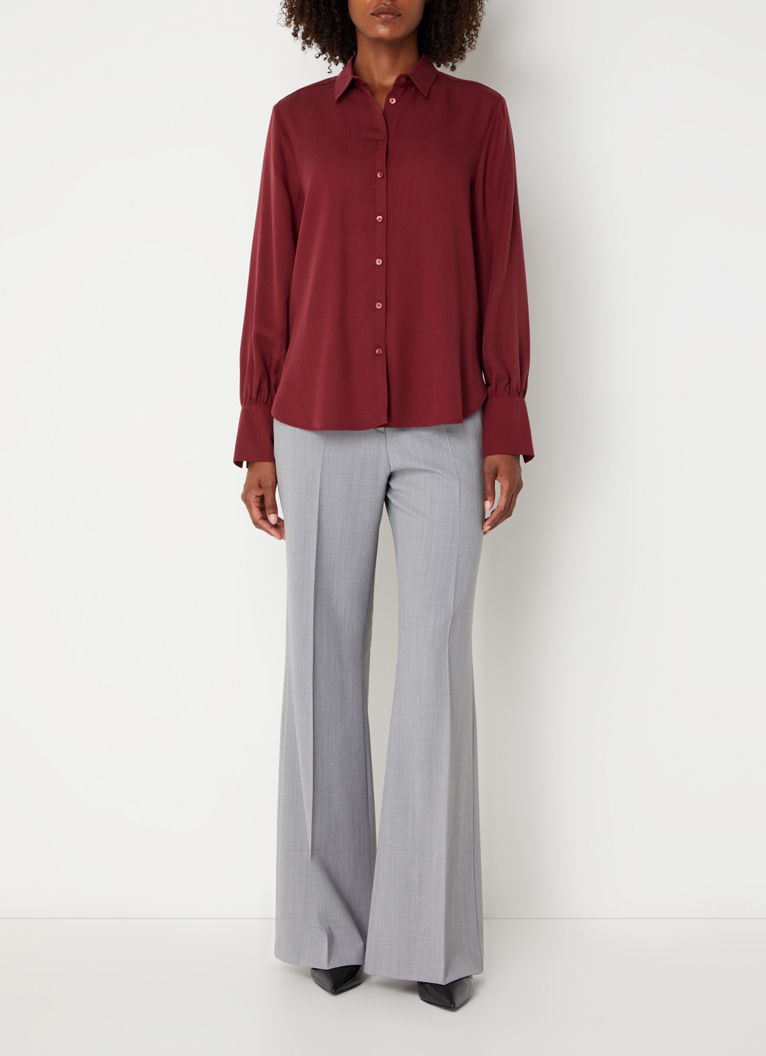 BRAX Blouse met kraag - voorkant 3 bordeauxrood