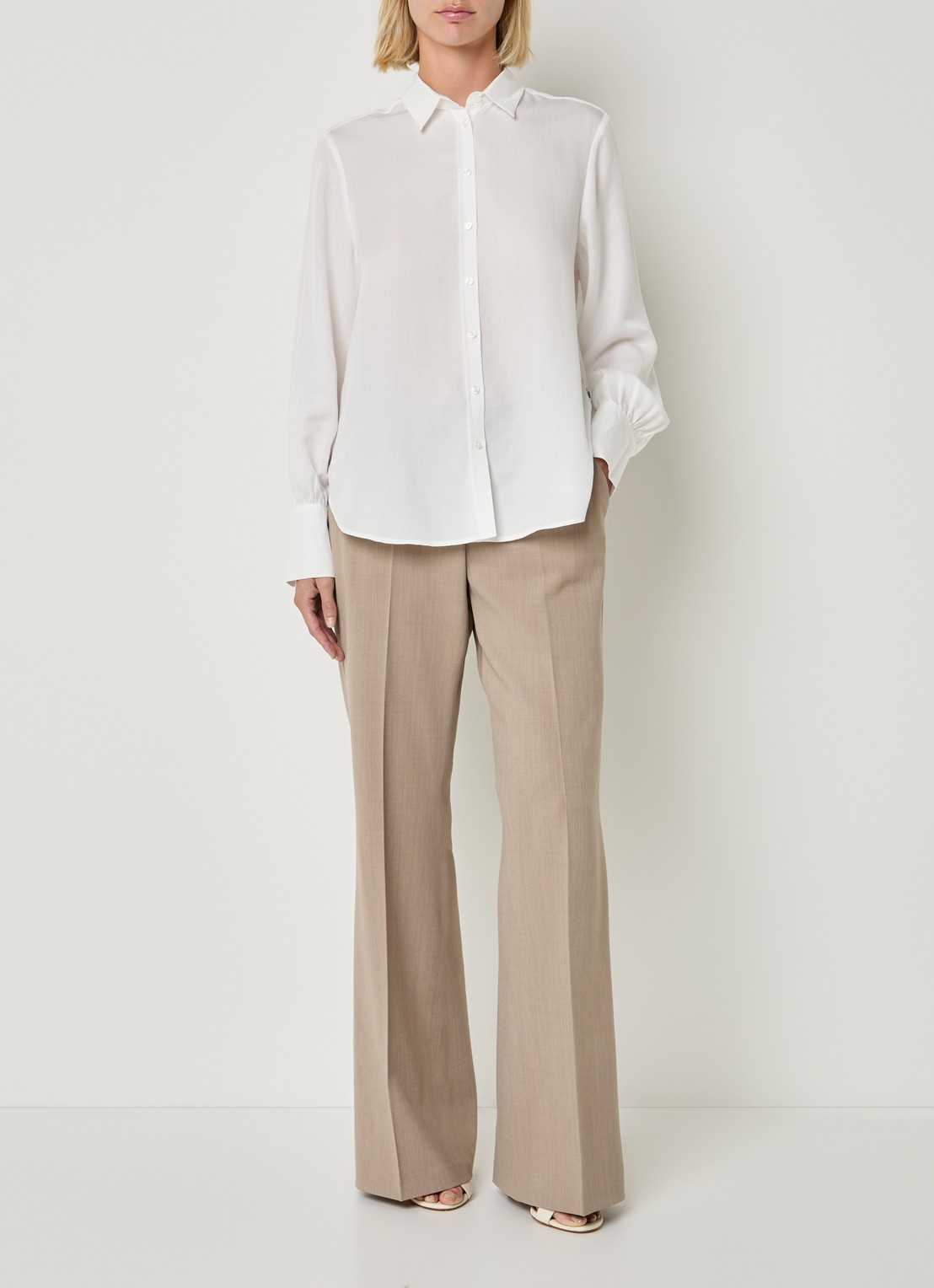 BRAX Blouse met kraag - voorkant 3 gebroken wit