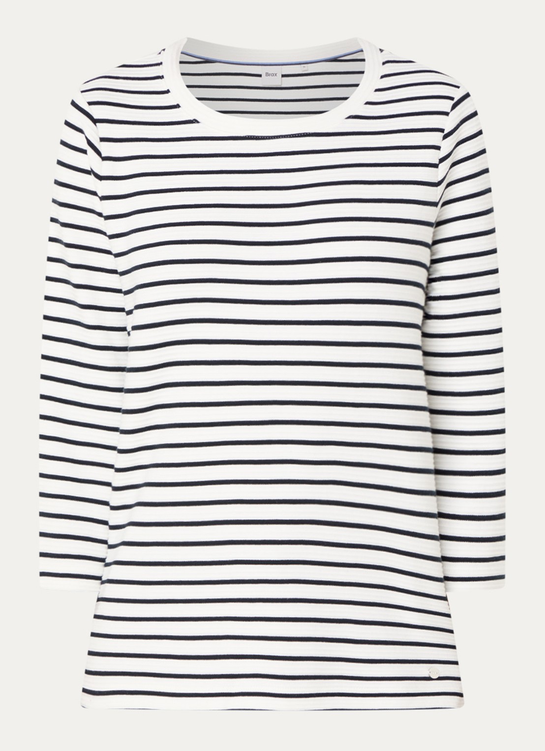 BRAX Bonnie longsleeve met streepprint en structuur - voorkant 3 donkerblauw
