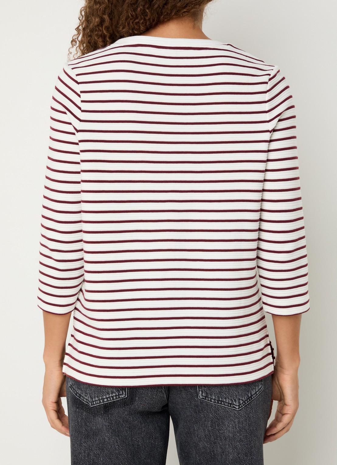 BRAX Bonnie longsleeve met streepprint en structuur - achterkant 2 bordeauxrood