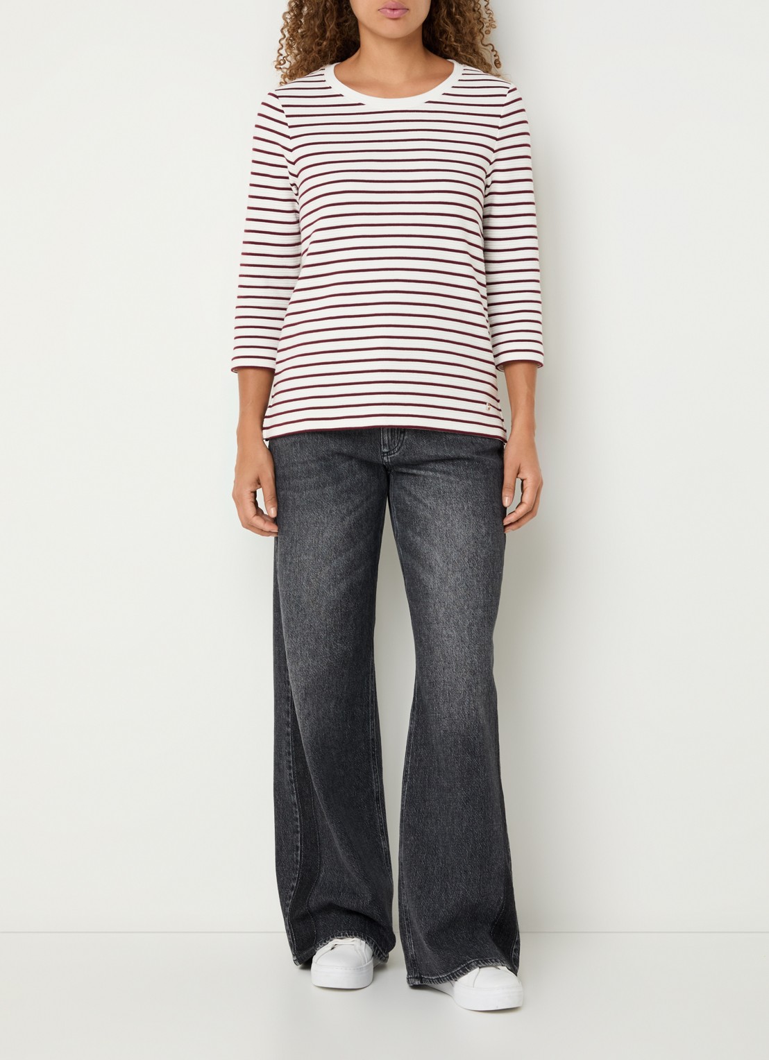 BRAX Bonnie longsleeve met streepprint en structuur - voorkant 4 bordeauxrood