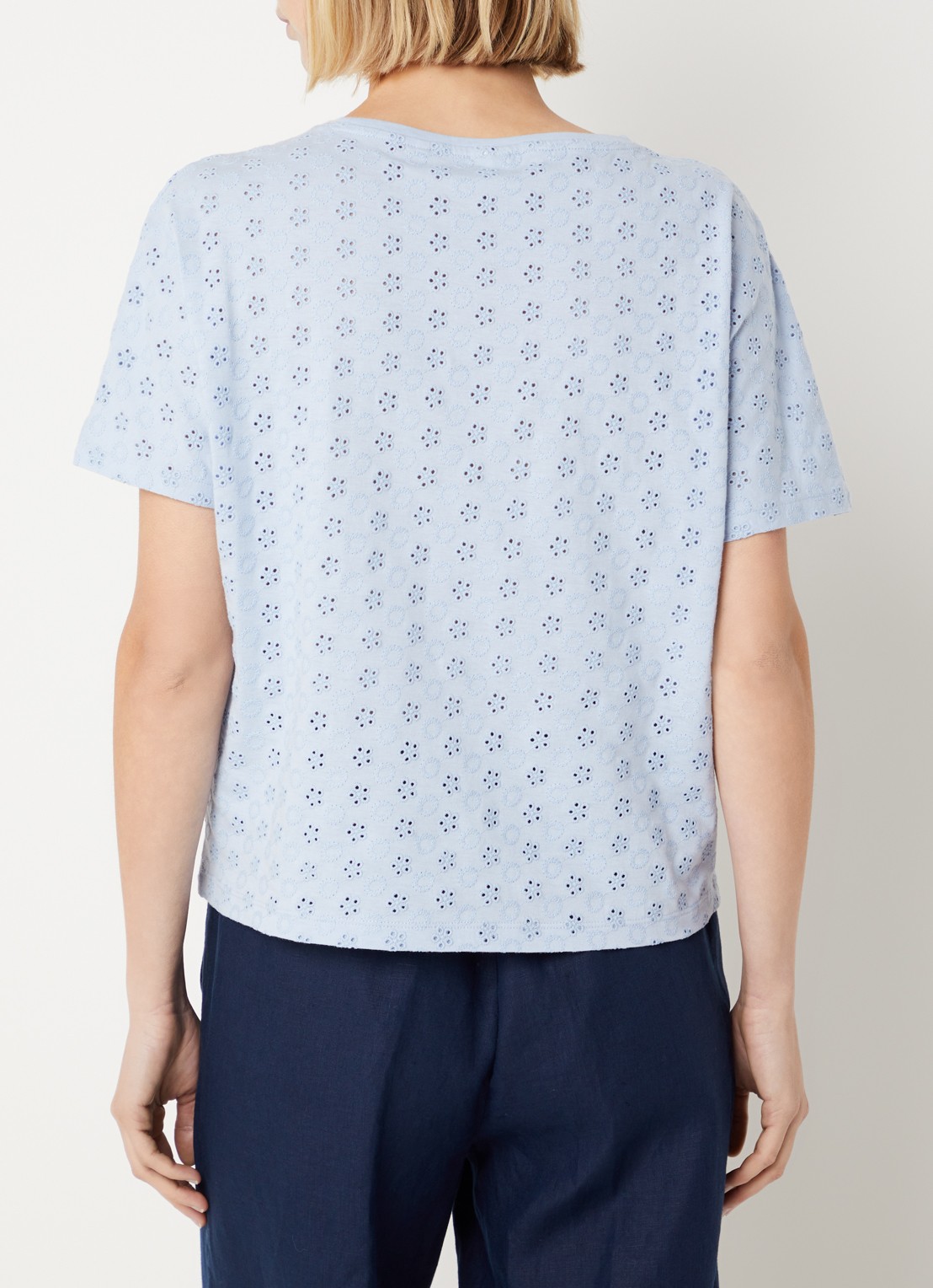 BRAX Caelen T-shirt met broderie - achterkant blauwgrijs
