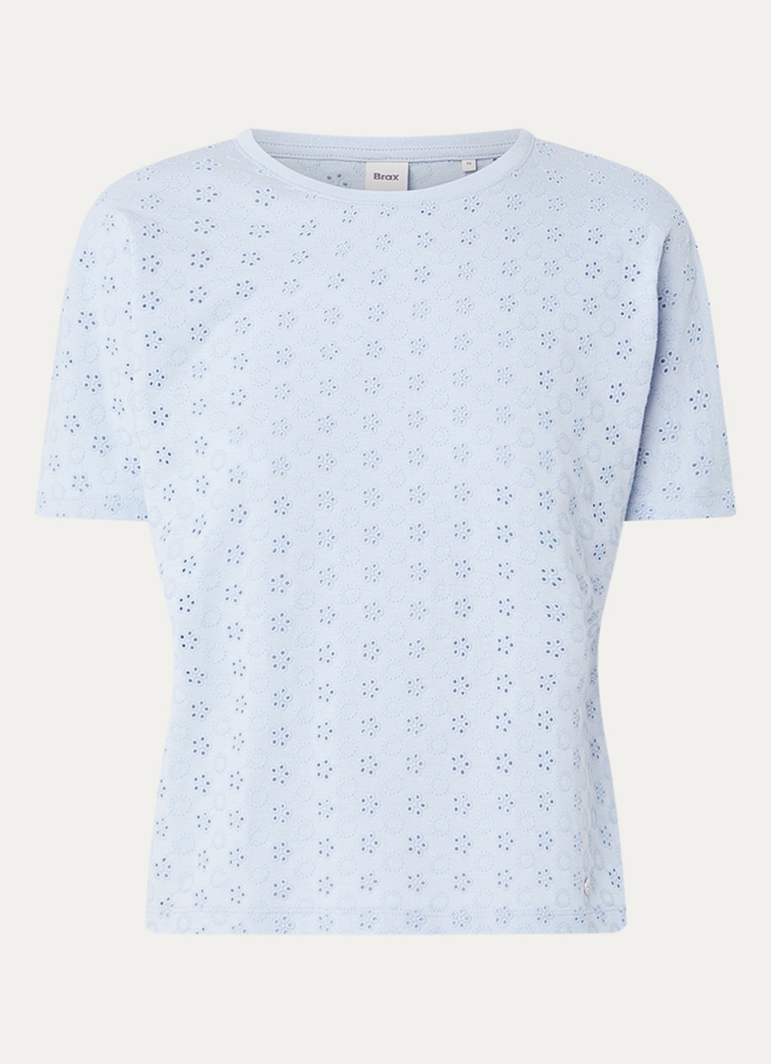 BRAX Caelen T-shirt met broderie - voorkant 2 blauwgrijs