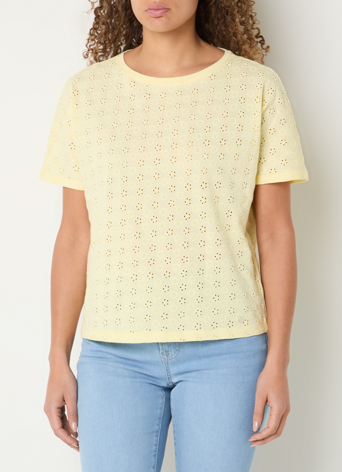 BRAX Caelen T-shirt met broderie - detail geel