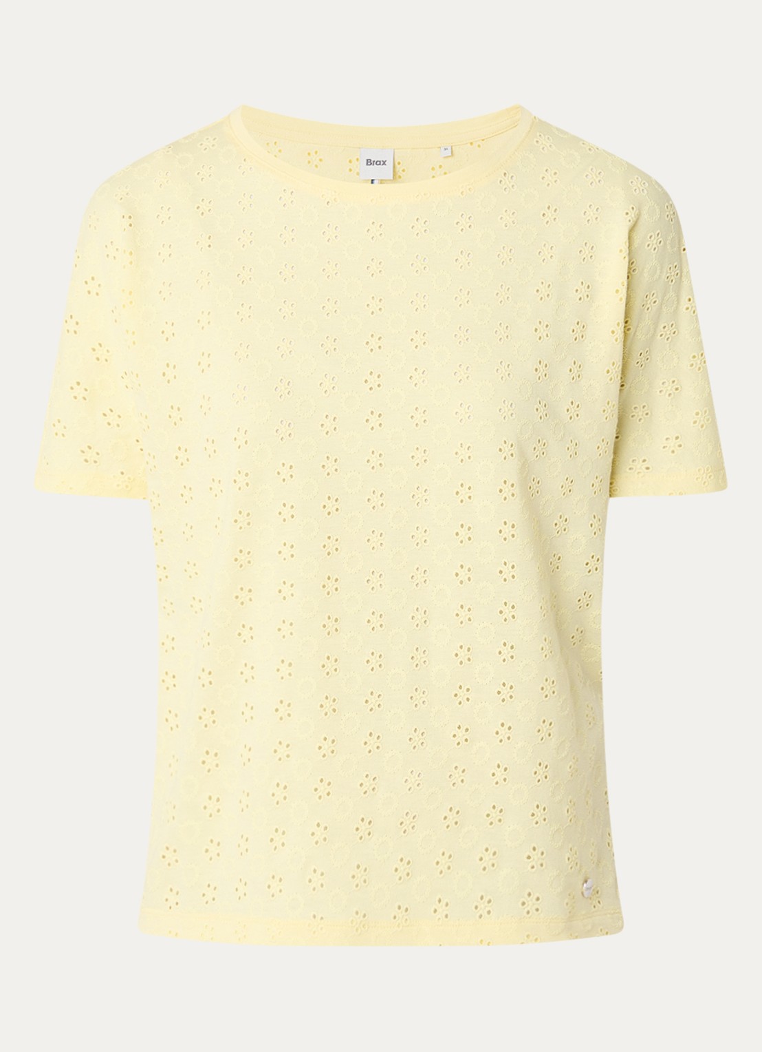 BRAX Caelen T-shirt met broderie - voorkant 3 geel