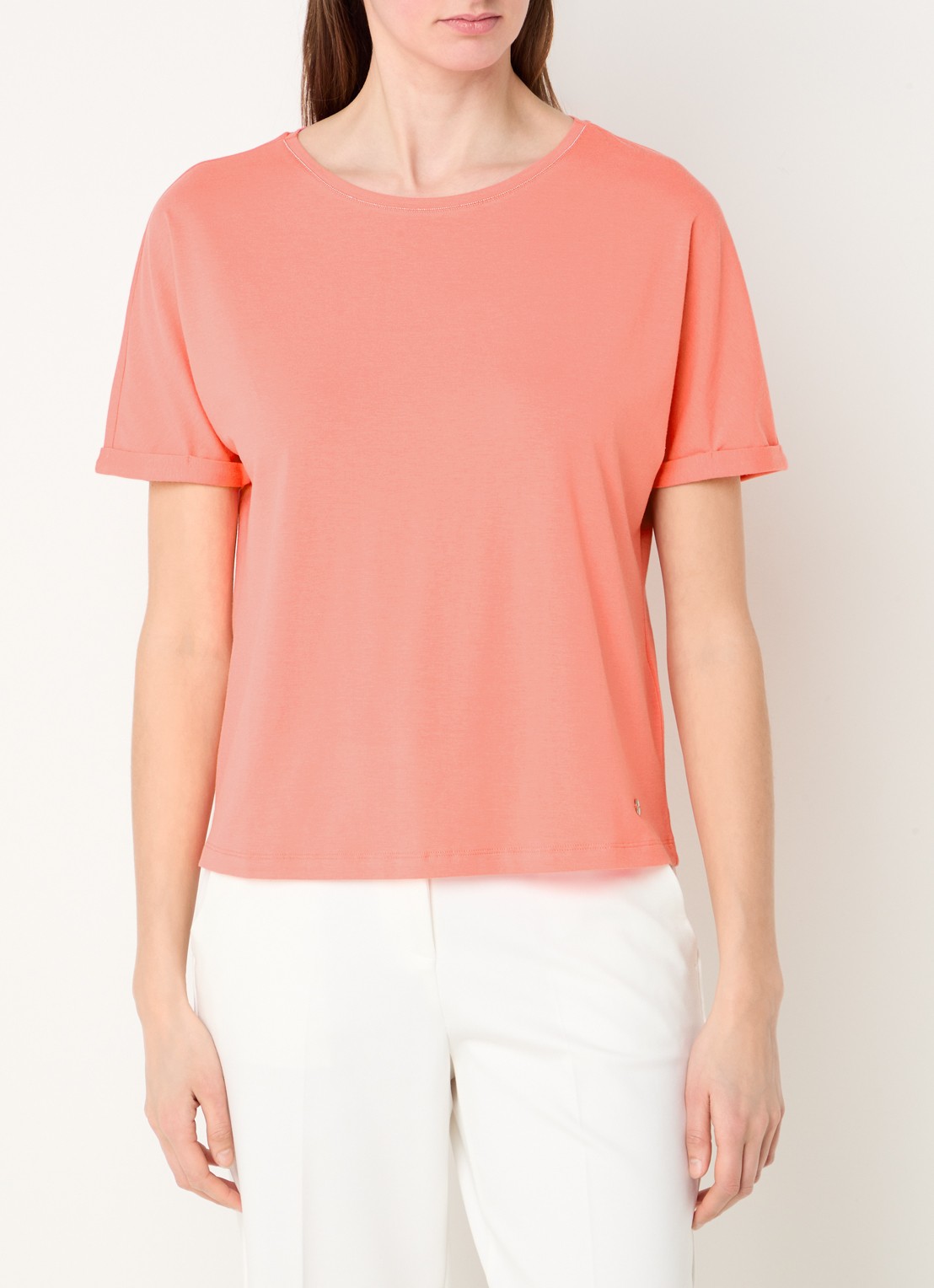 BRAX Caelen T-shirt met stretch - detail koraalroze
