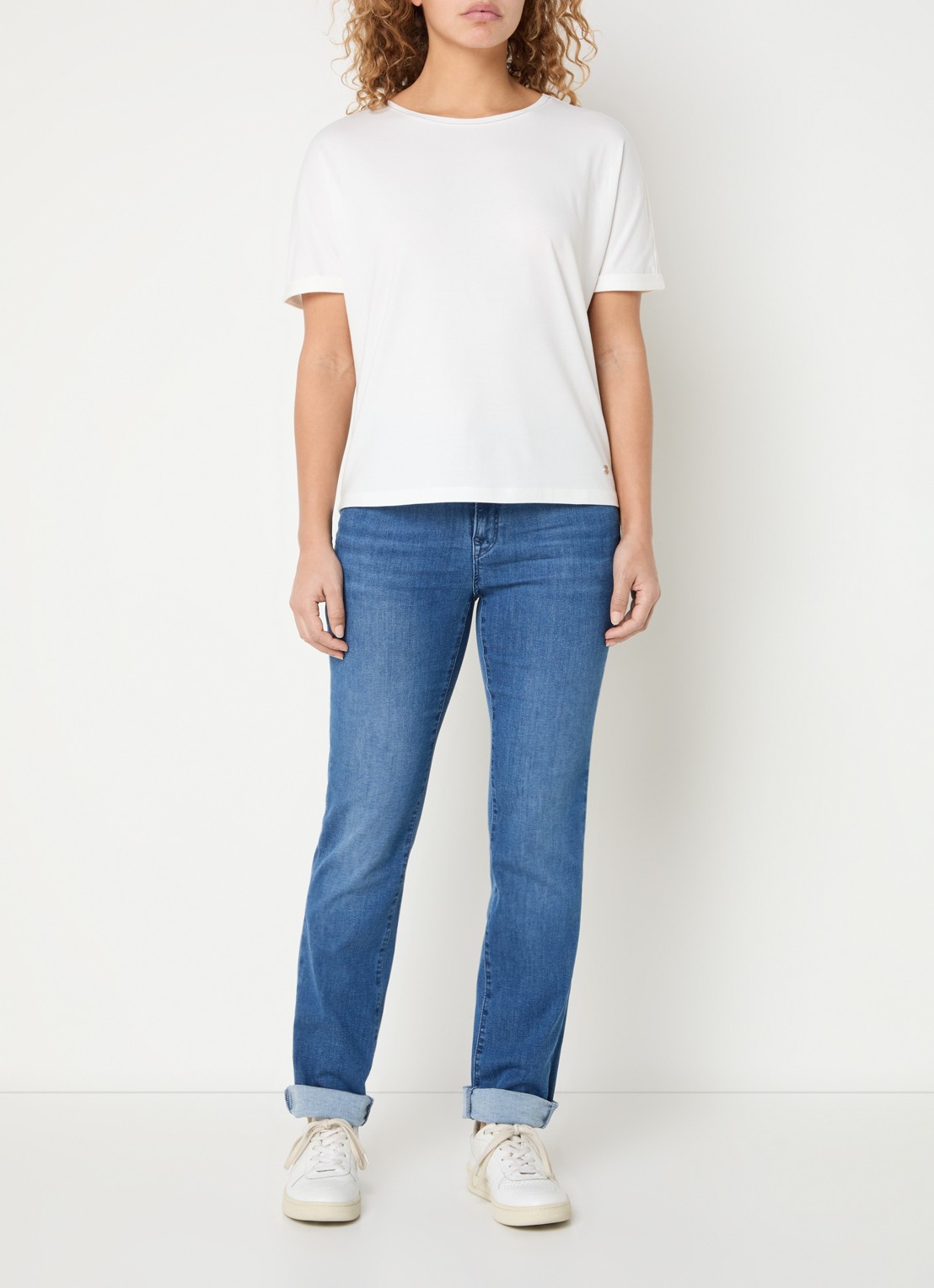 BRAX Caelen T-shirt met stretch - voorkant 2 gebroken wit