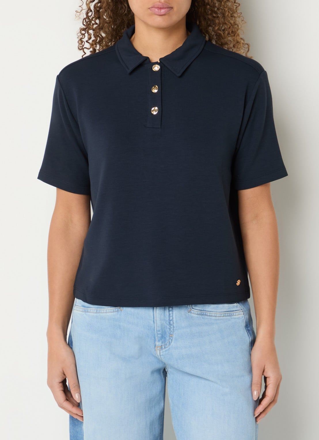 BRAX Cara polo van jersey  - detail 2 donkerblauw
