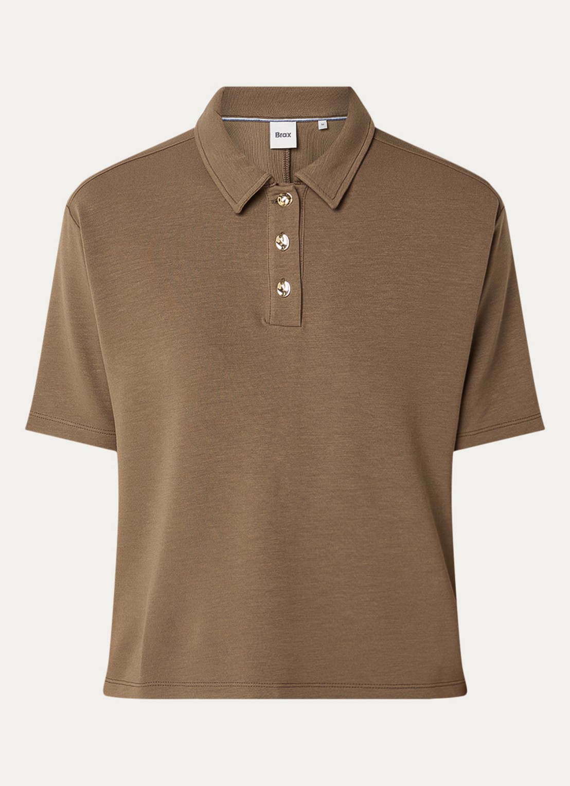 BRAX Cara polo van jersey  - voorkant lichtbruin