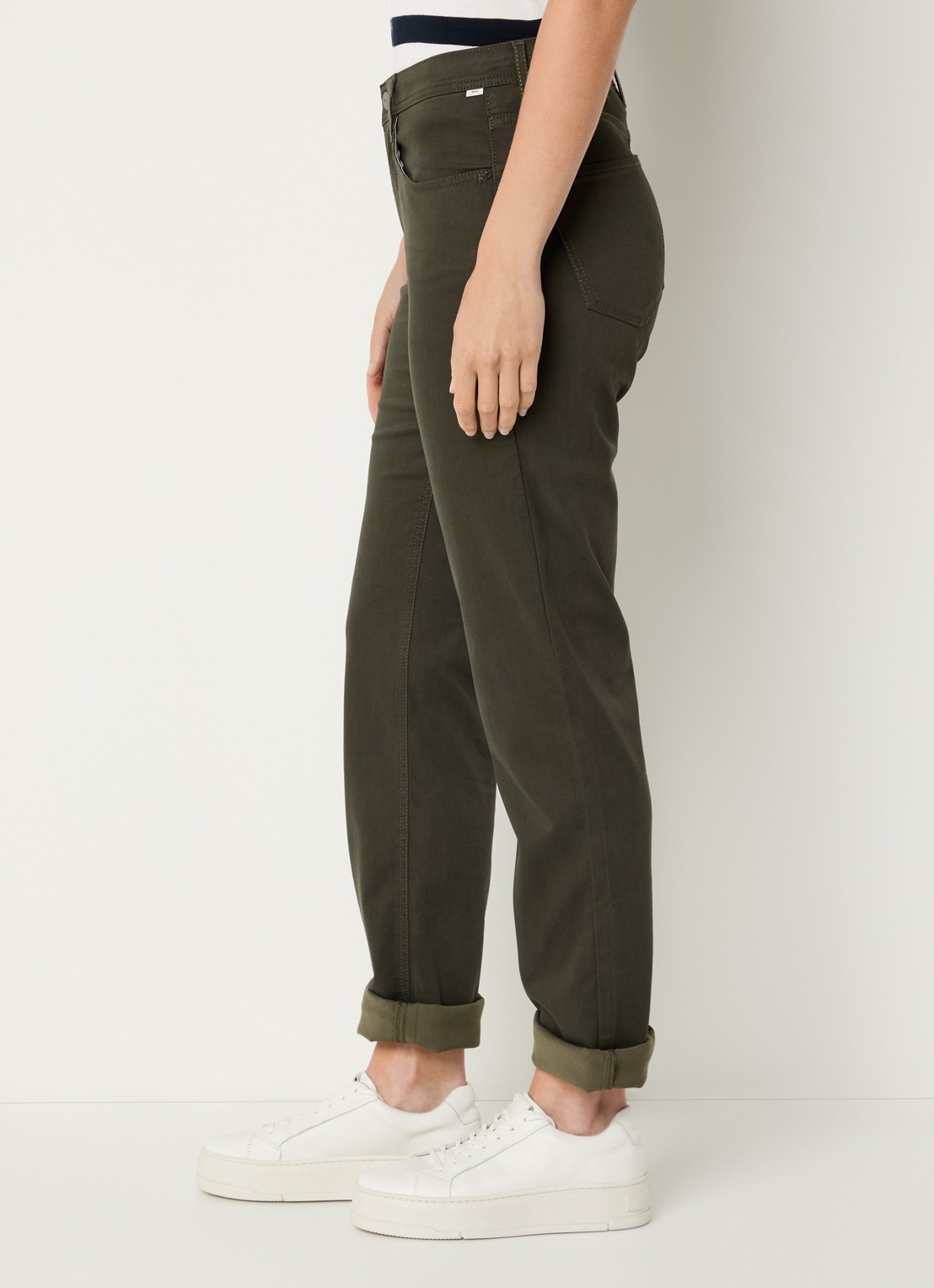 BRAX Carola high waist slim fit pantalon  - detail 2 bronsgroen