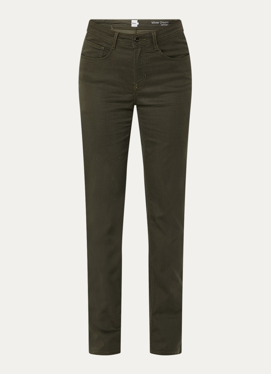 BRAX Carola high waist slim fit pantalon  - voorkant 4 bronsgroen