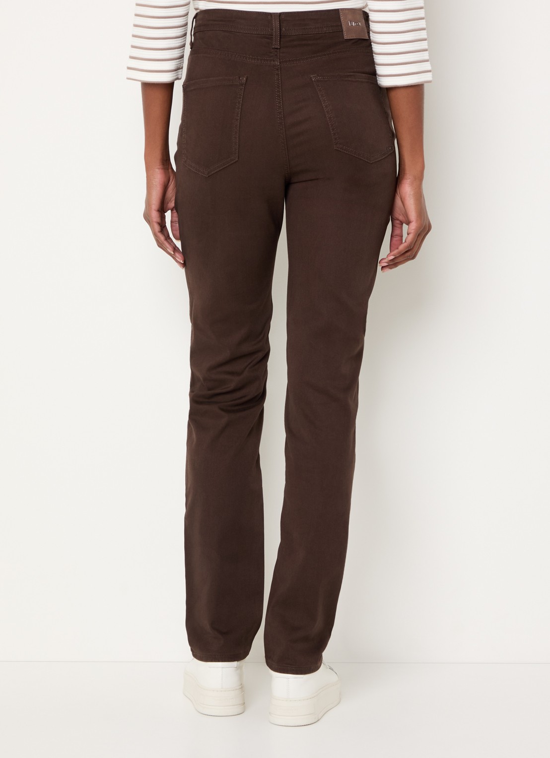 BRAX Carola high waist slim fit pantalon  - achterkant donkerbruin