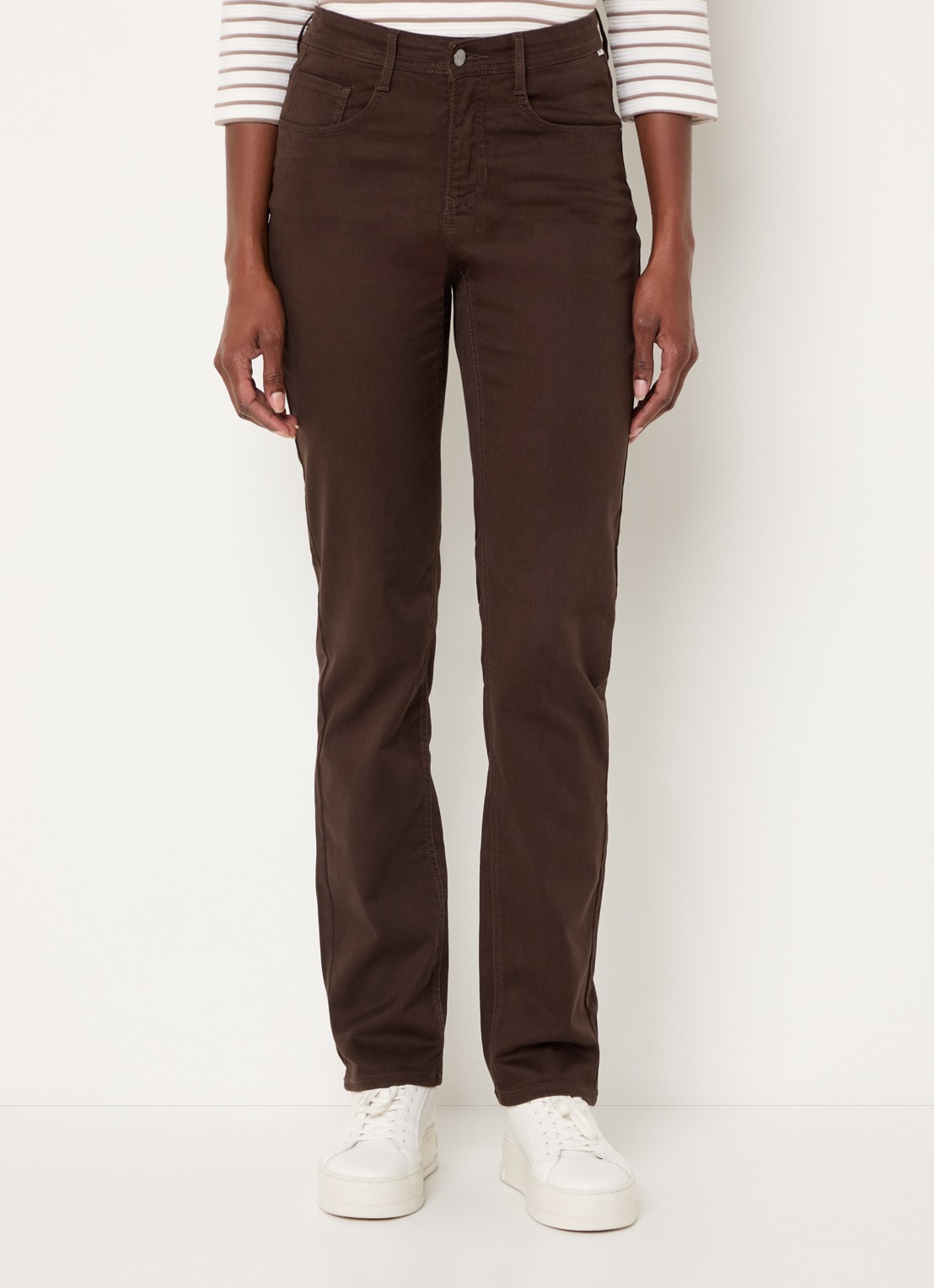 BRAX Carola high waist slim fit pantalon  - detail 2 donkerbruin