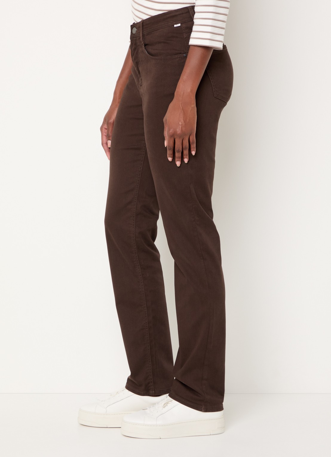 BRAX Carola high waist slim fit pantalon  - detail 3 donkerbruin