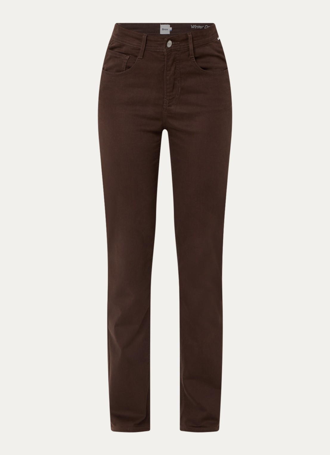 BRAX Carola high waist slim fit pantalon  - voorkant 4 donkerbruin