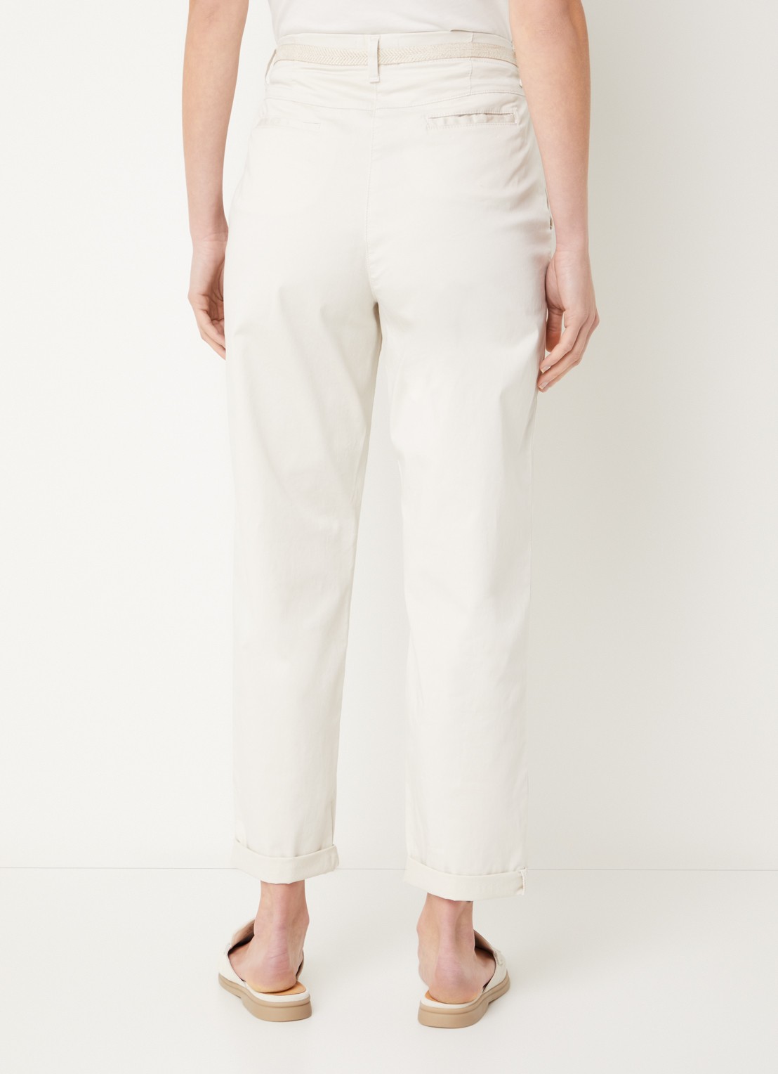 BRAX Carrie high waist straight fit broek met steekzakken - achterkant creme