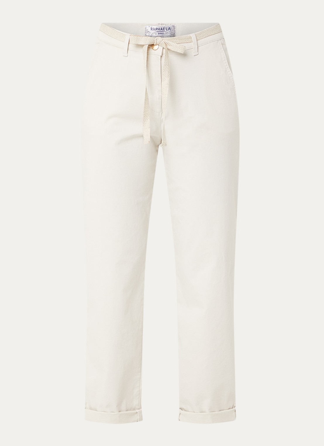 BRAX Carrie high waist straight fit broek met steekzakken - voorkant 3 creme